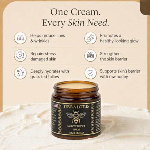Terra Lotus Organic Grass-Fed Beef Tallow Balm Unscented 4 Oz - Natural Moisturizer