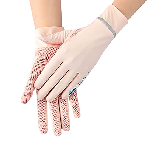 UV Protection Fingerless Gloves for Women - Pink Mesh