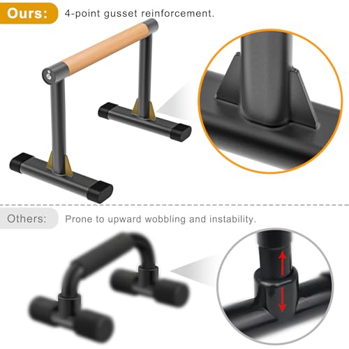Kipika Wooden Grip Parallette Bars for Calisthenics & Home Gym - 12" Height