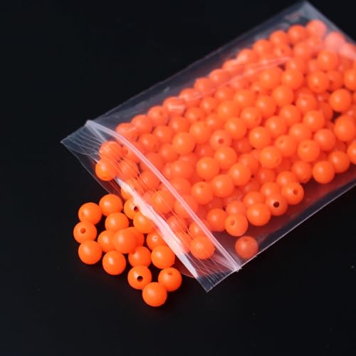 200pcs UV Hot Orange Floating Fishing Beads - 6mm