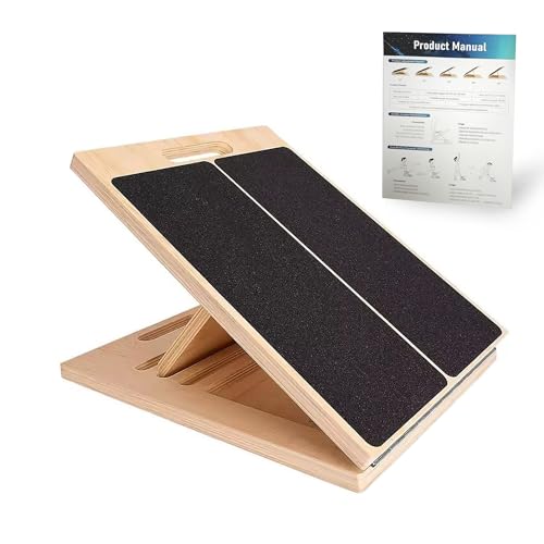 Wooden Slant Board 5-Angle Calf Stretcher - 16.5 x 12 in, 350 lb Capacity