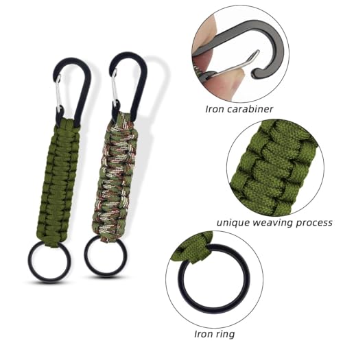 Heavy Duty Paracord Keychain with Carabiner - 6 Pack