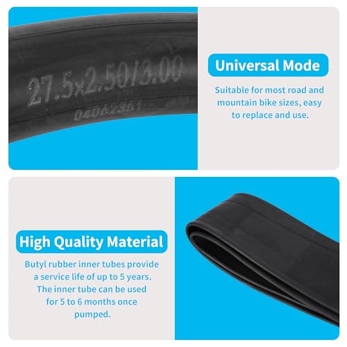 27.5 inch Fat Tire Inner Tubes 2-Pack, 32mm Schrader Valve for Electric/Mountain Bikes