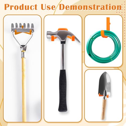 30 Pcs Storage Shed Tool Hooks Shed Accessories Compatible with Suncast/Craftsman J/U/V Shaped Tool Hanger Shelves Garden Garage Storage Organization Accessories for Hanging Shovel Rake(Orange)