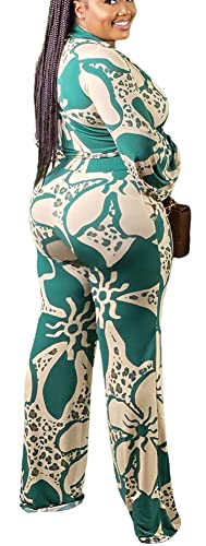 BFFBABY 2 Piece Women's Crop Top & Wide Leg Pants Outfit Set Beige Green XX-Large