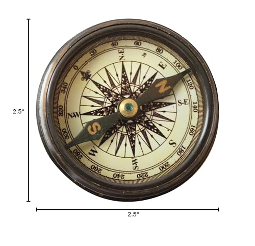 Marine Pocket Compass 1920 Vintage Brass Navigation Compass with Engraved Lid Antique Nautical Instrument
