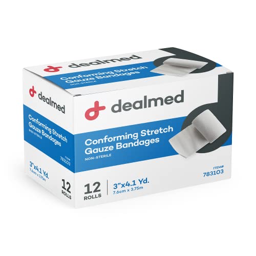 Non-Sterile Stretch Gauze Bandage Rolls - 3 Inch, 12-Pack