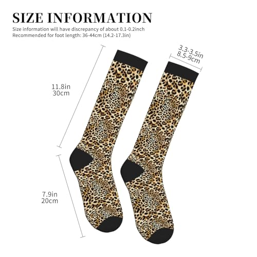 Wyayazh Leopard Print Crazy Fun Compression Socks - Unisex Knee High Support