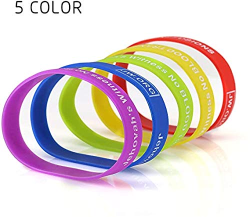 No Blood Medical Alert Silicone Wristbands - 5 Pack, Rainbow Colors