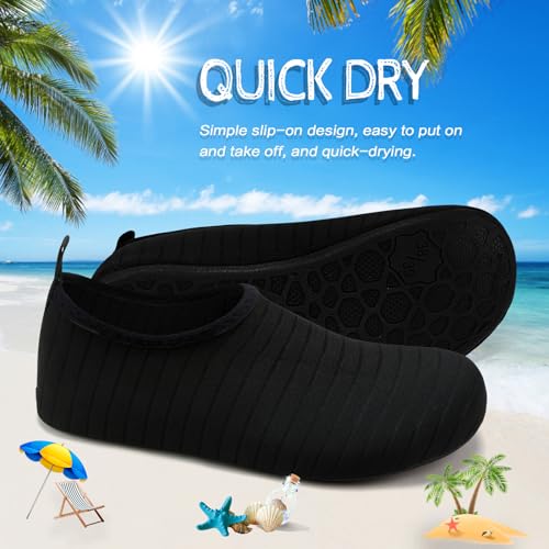 Quick-Dry Water Shoes for Men & Women - Size 8.5-9.5/7.5-8, Black