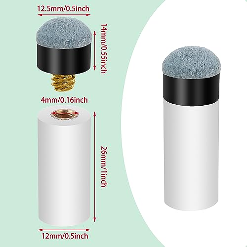 10 Sets Pool Cue Tips Replacement with Ferrules - 12mm Blue