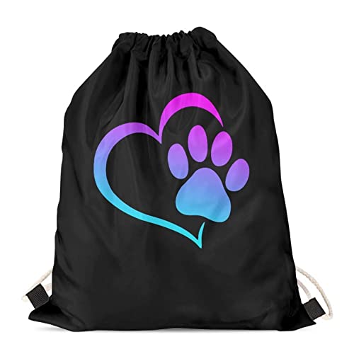 Upetstory Dog Paw Print Drawstring Gym Backpack for Teens & Kids