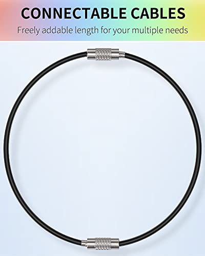 4-Inch Heavy Duty Stainless Steel Keychain Cable - 12 Pack, 6 Colors