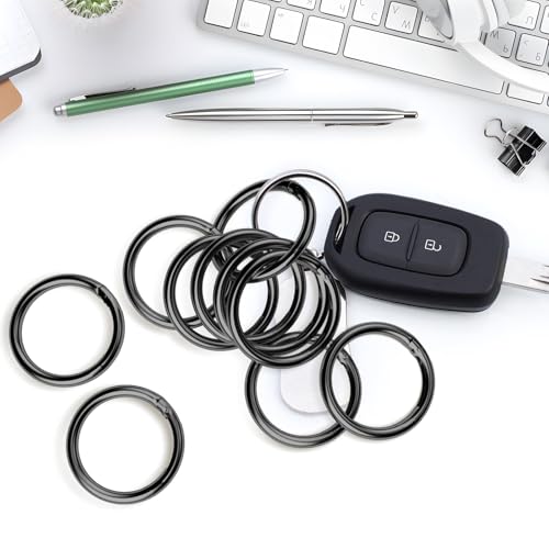 10 Pcs Metal Spring O-Ring Carabiner Clips - 1-Inch Inner Diameter, Gun Black