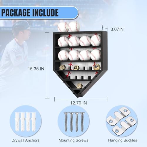 Black Wooden Baseball Display Case with Ring Holder – Soild Wood