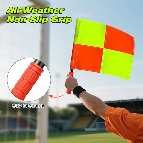 Soccer Referee Flags 2PCS Kit with Detachable Poles & Rubber Handles