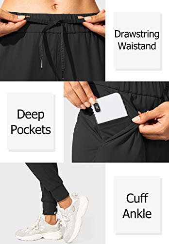 Women's Joggers with Pockets and Drawstring - Medium Black