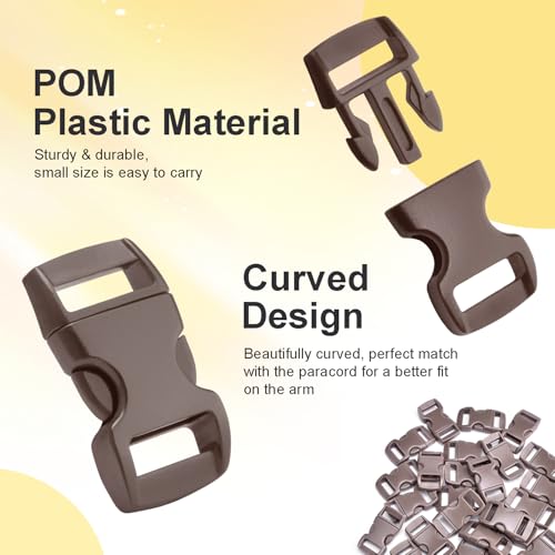 3/8 Inch Paracord Buckles - 25 Pack Curved Clip - Coyote Brown