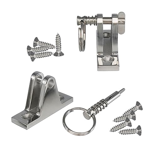 Stainless Steel Deck Hinges - 2 Pack with Quick Release Pin & Ring