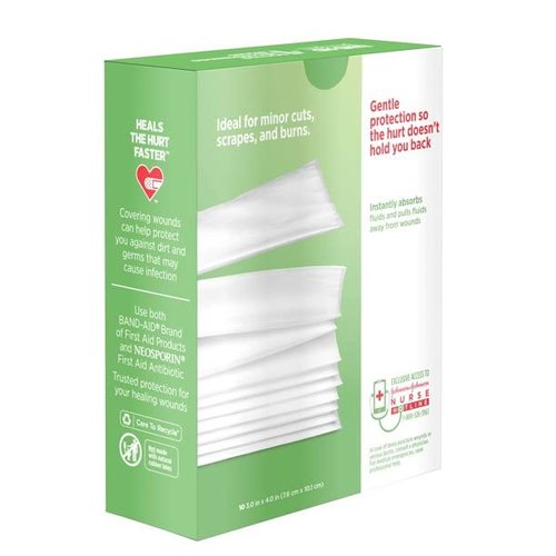 Johnson & Johnson Red Cross First Aid Triple Layer Non-Stick Pads 3 X 4-10 ct, Pack of 5