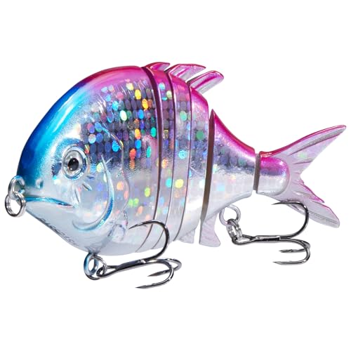 Swimbait Fishing Lure with Built-in Steel Balls - Pink/Silver 3.9in 1.3oz