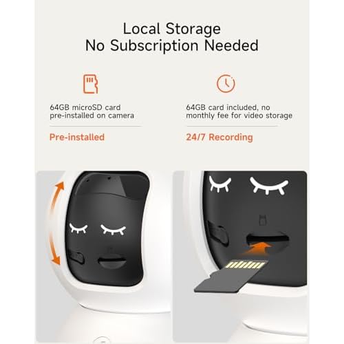 Indoor Camera, 3K Security Camera with 64GB Card, Dog/Cat/Pet Camera, 5G 2.4G Wi-Fi, Human/Pet/Facial AI Detection, 360 Pan Tilt Auto Tracking, 5MP Night Vision, Privacy Mode, Two-Way Audio
