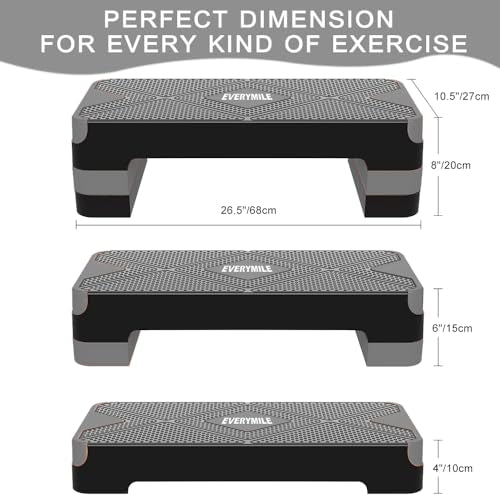 Adjustable Aerobic Step Platform with 4 Risers - Grey