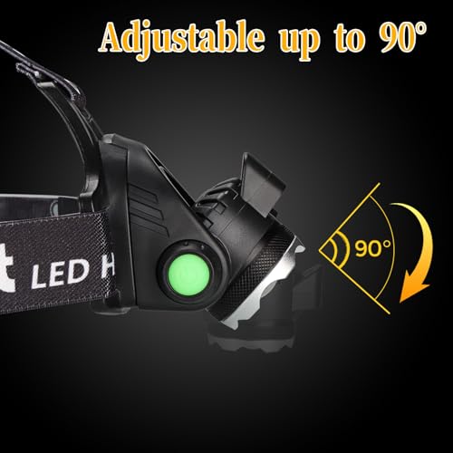 USB-C Rechargeable Headlamp - 90-Degree Adjustable, Large