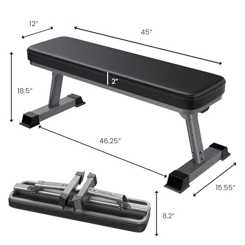 Foldable Flat Weight Bench - 1,000 lb Capacity for Home Gym
