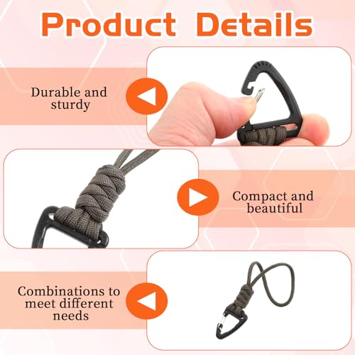 Paracord Keychain Carabiner Set - 3PCS in Black, Green, Orange