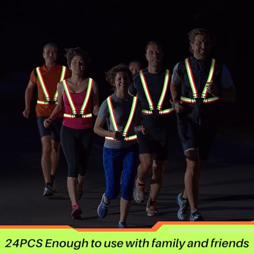 Hercicy Classic Reflective Running Vest - 24 Pack, Fluorescent Orange/Yellow