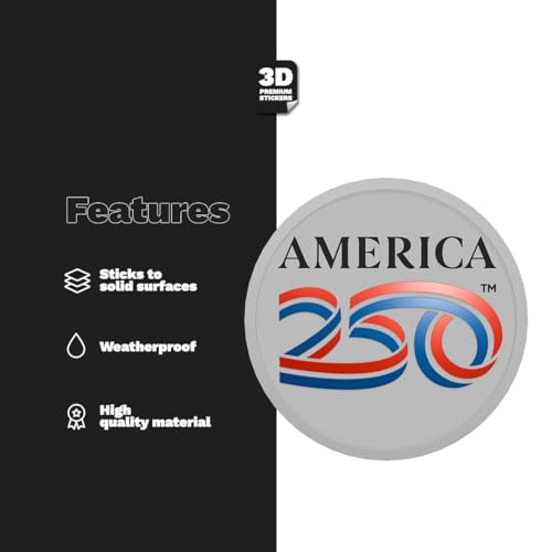 America 250th Anniversary Sticker - 3D White Round Design