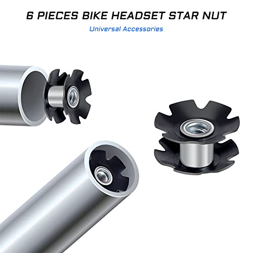 Bike Headset Star Nut - 6 Pack, Steel, 1-1/8" Diameter