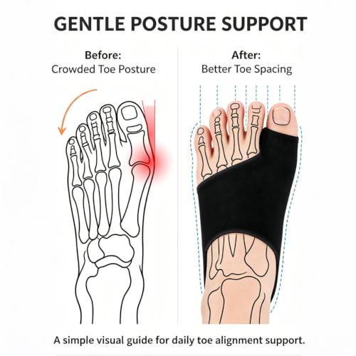 Black Bunion Corrector for Men & Women with Anti-Slip Strap - 2 Pack