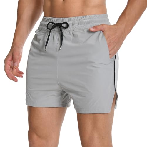 Men's 5-Inch Athletic Gym Shorts - Medium Grey
