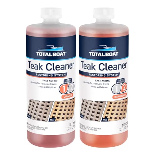 TotalBoat Teak Cleaner & Brightener Kit - 2 Qt (64 Fl Oz) for Boats & Outdoor Furniture