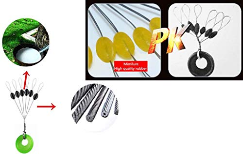 Fishing Float Stopper - 150PCS Rubber Bobber Stops, Black & Colorful Cylinder