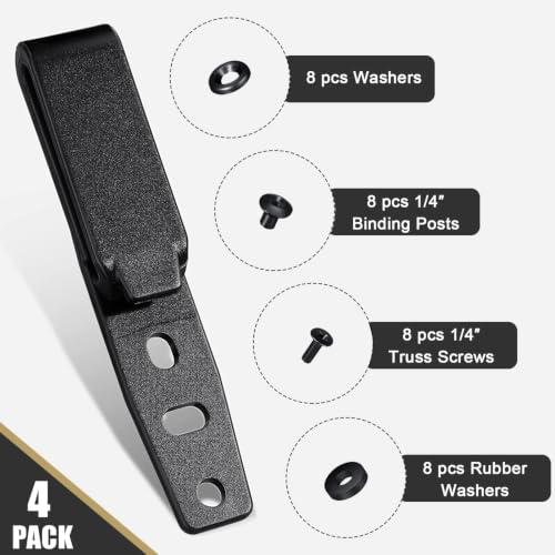 RYVQKXD 4 Pack Adjustable Kydex Holster Belt Clips with Mounting Hardware for Outdoor Activity