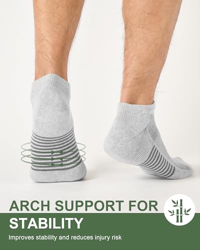 Large Grey Bamboo Men's Ankle Socks - 6/8 Pairs Running & Athletic Socks