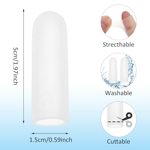 Silicone Finger Cots for Eczema & Cracking - 10 Piece Set, Clear & Nude