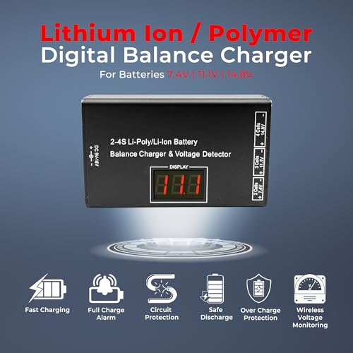 LiPo Balance Charger with Wireless Voltage Meter - Black