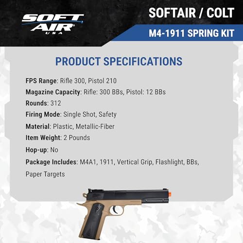 Airsoft Rifle and Pistol Kit - Tan, 300 FPS with Accessories