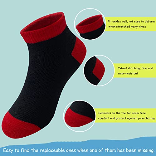 Tsmollyu Boys Socks 25 Pairs 8-10 Years Multicolor - Ankle Athletic Half Cushioned Low-Cut