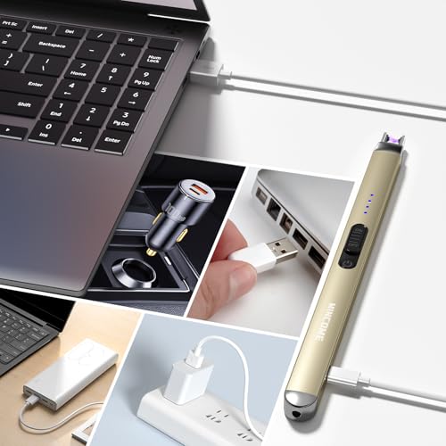 Electric Candle Lighter - Rechargeable USB Plasma Arc - Gold