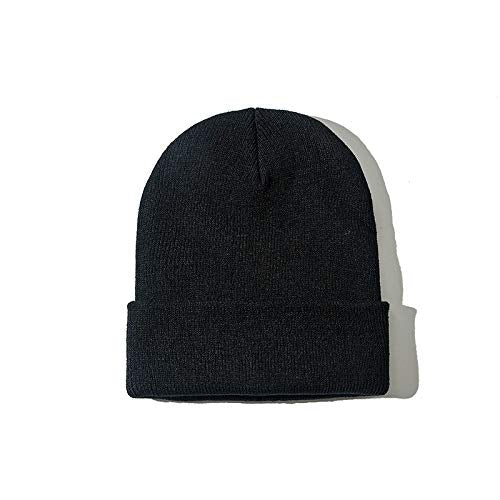 Slouchy Knit Beanie Hat for Men & Women - Black