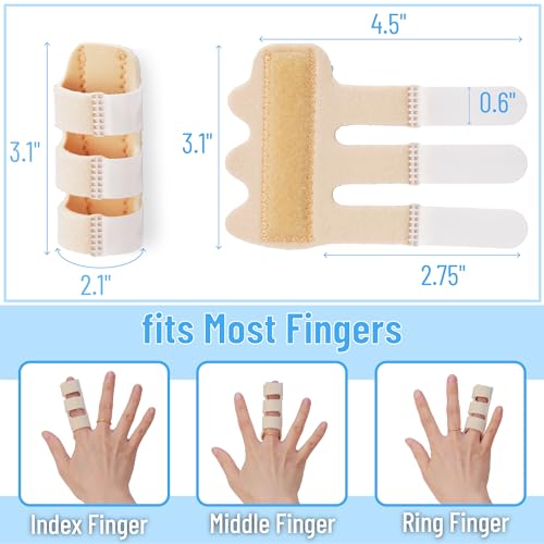 Adjustable Finger Splint Brace for Arthritis & Injury - 4 Pack, Beige