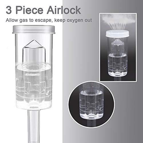 3-Piece Airlock 4 Pack with 4PCS #6 Stopper and 8PCS Grommets,