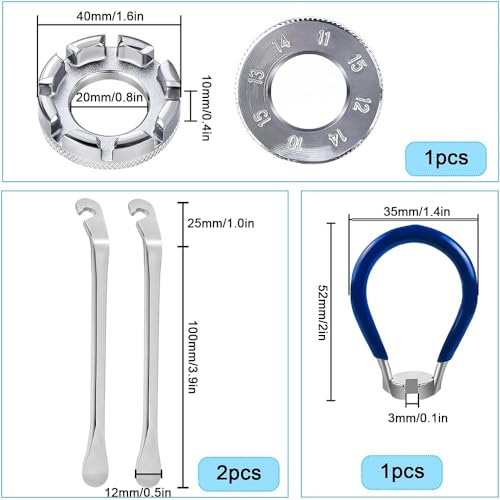 4-Piece Bicycle Spoke Wrench & Tire Lever Set - Wheel Tension Adjustment Tool