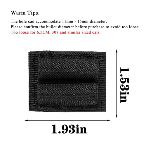 2-Round Ammo Holder - Nylon Elastic Loops for Quick Reloading - Black - Pack of 2