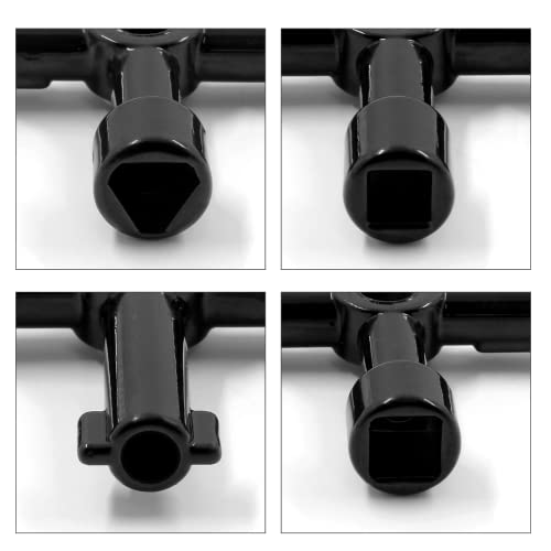 4-Way Multi-Functional Utility Key Set, 3 Pcs - Black